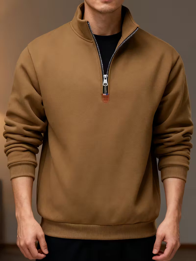 Men’s Winter Fleece Half-Zip Pullover – Warm Stand Collar Sweatshirt