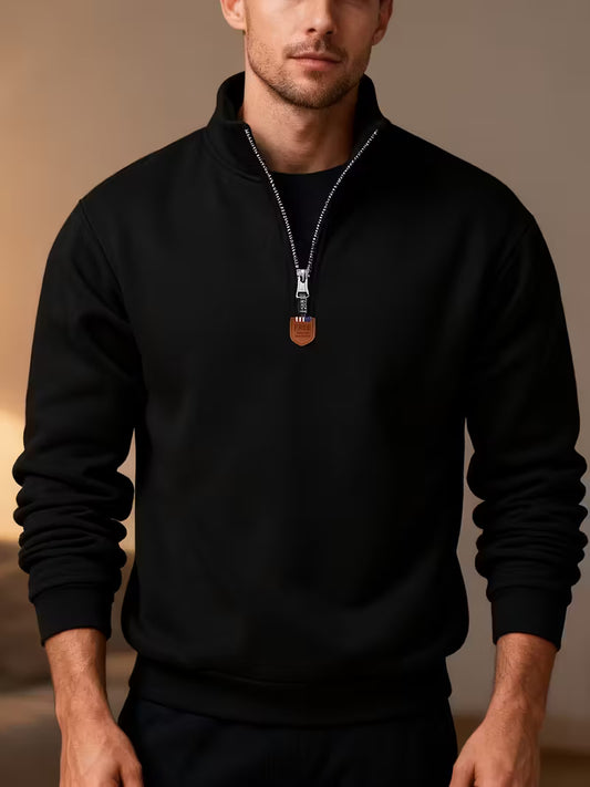 Men’s Winter Fleece Half-Zip Pullover – Warm Stand Collar Sweatshirt