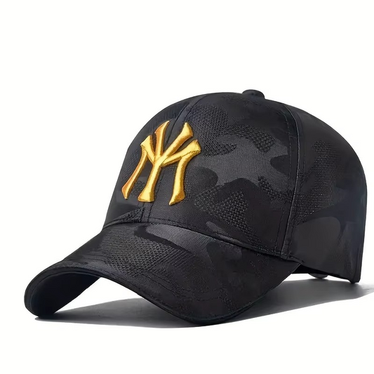 Camouflage Gold-Embroidered Snapback Cap