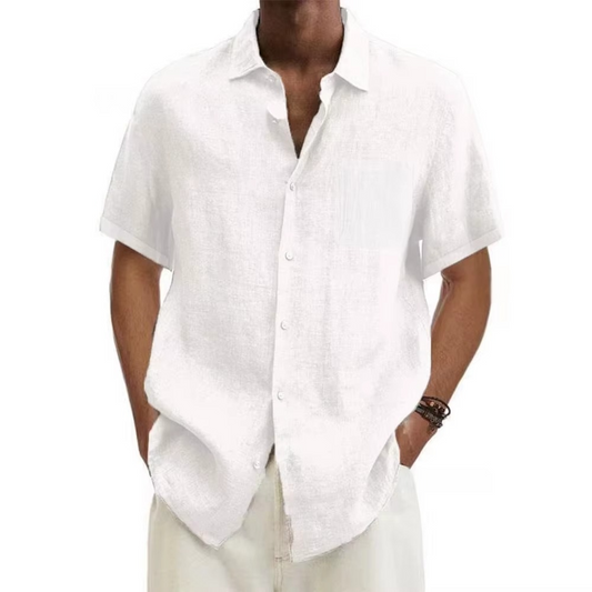 Men’s Premium Cotton-Linen Short-Sleeve Shirt