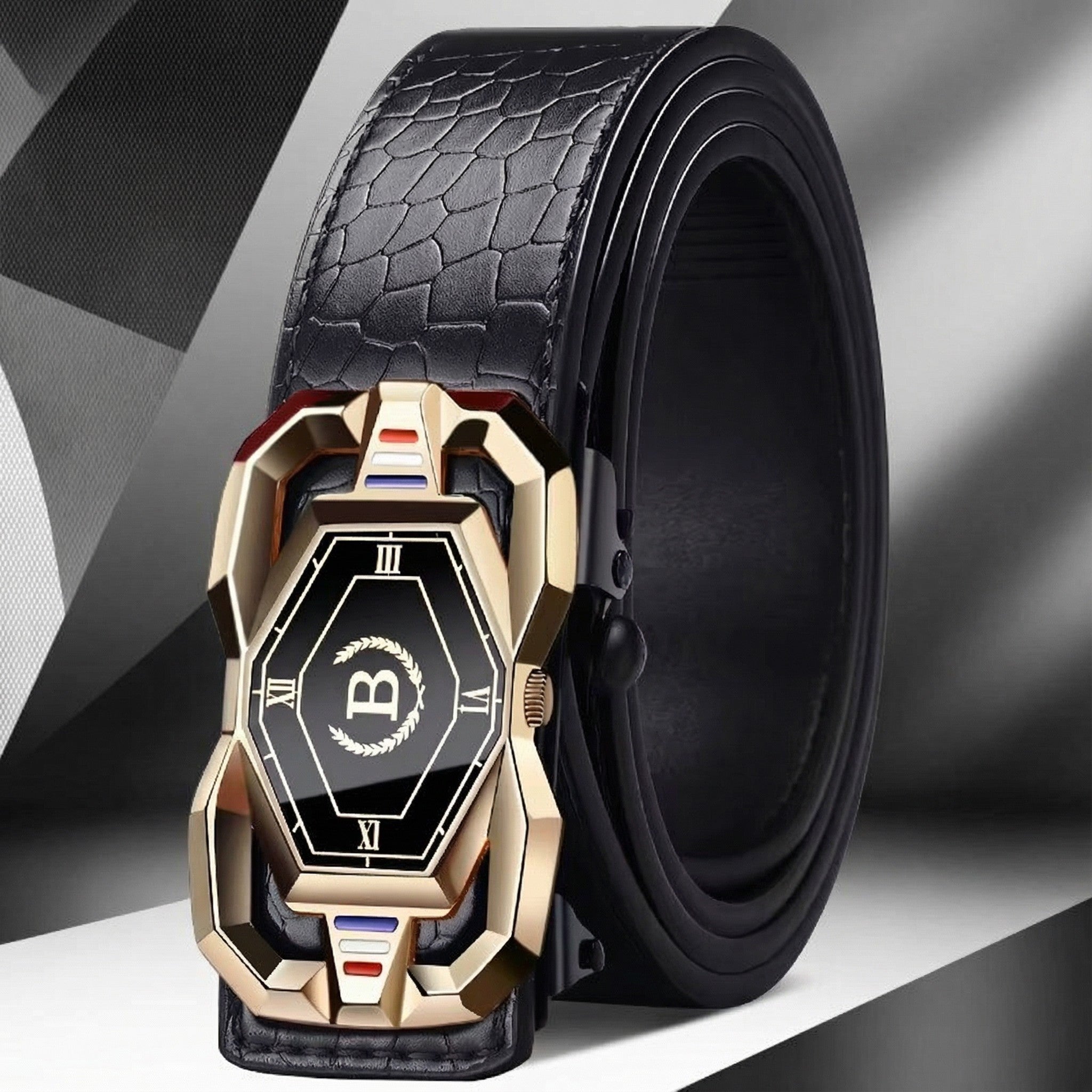 Crocodile-Pattern Men’s Belt